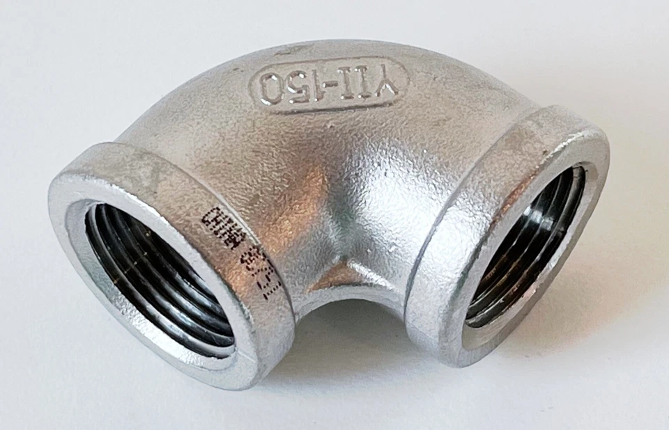 (11) 90° Elbow 3/4" NPT Female Threaded MB 304 Stainless Steel Cast Pipe 150# - Image 2 of 4