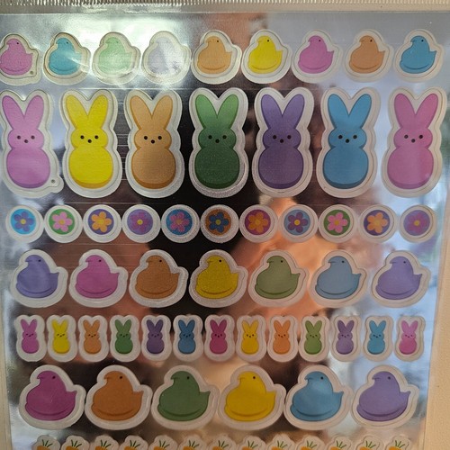 Easter Peeps Marshmallow Scented Foiled 80 Sticker Pack NEW - Picture 2 of 4