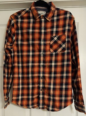 FLAG & ANTHEM Women's Navy/Orange/Red Plaid Flannel Shirt Sz Small Pre-Owned