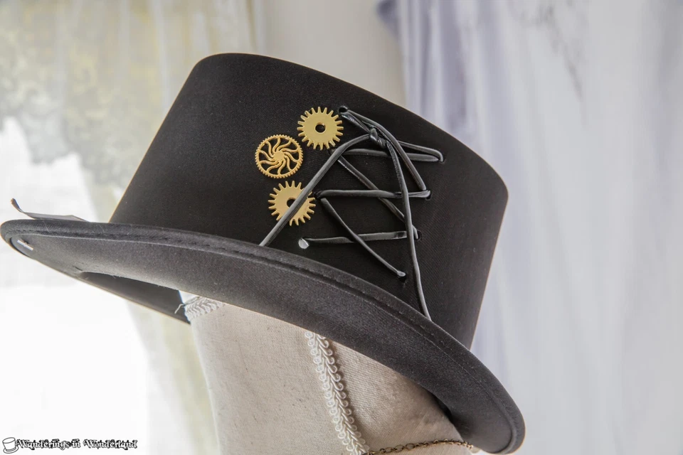 Disfraz Steampunk Blanco Negro Damas Pequeño Burlesque Festival Halloween Foto 2 de 4