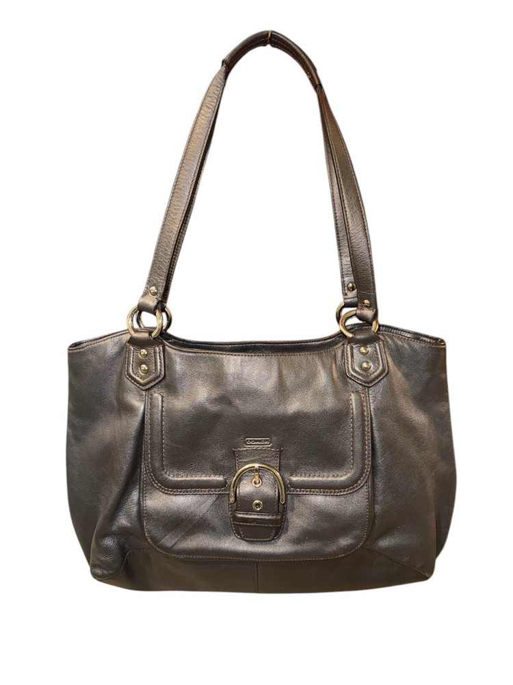 Coach F24961 Silver Hematite Campbell Large Carryall Handbag Very Good Condition