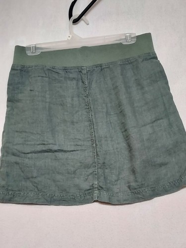 Athleta Linen Mini Skirt Sz 6 Seline Drawstring Jasper Olive Green Grunge Short - Picture 9 of 16