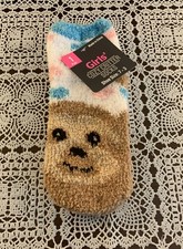 Cozy Critter Fuzzy Bear Socks Warm Soft Cuddly Girls Shoe Size 7 to 3 Brand New