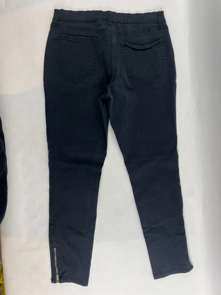 Pantalones de mezclilla Mudd Junior talla 13 negros tiro medio tobillo cremallera utilitarios ajustados elásticos Foto 2 de 4