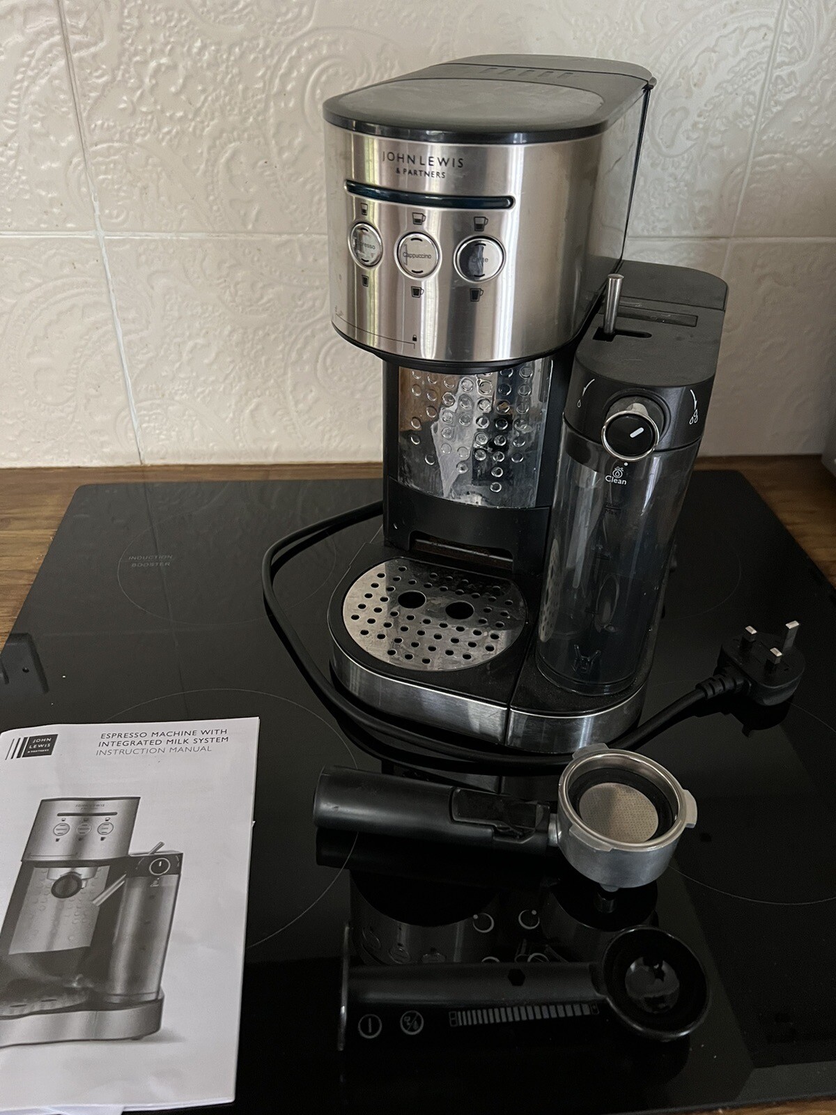 John Lewis Expresso/Capuchino/Latte Coffee Machine with integrated milk