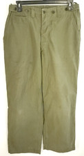 Vintage Military Field Trousers 34x30 Metal Buttons Cotton OD Distressed WWII 