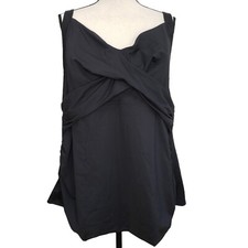 Lands End Swim Top Size 26W Underwire Black Side Shirring Twist Bust Light Pad