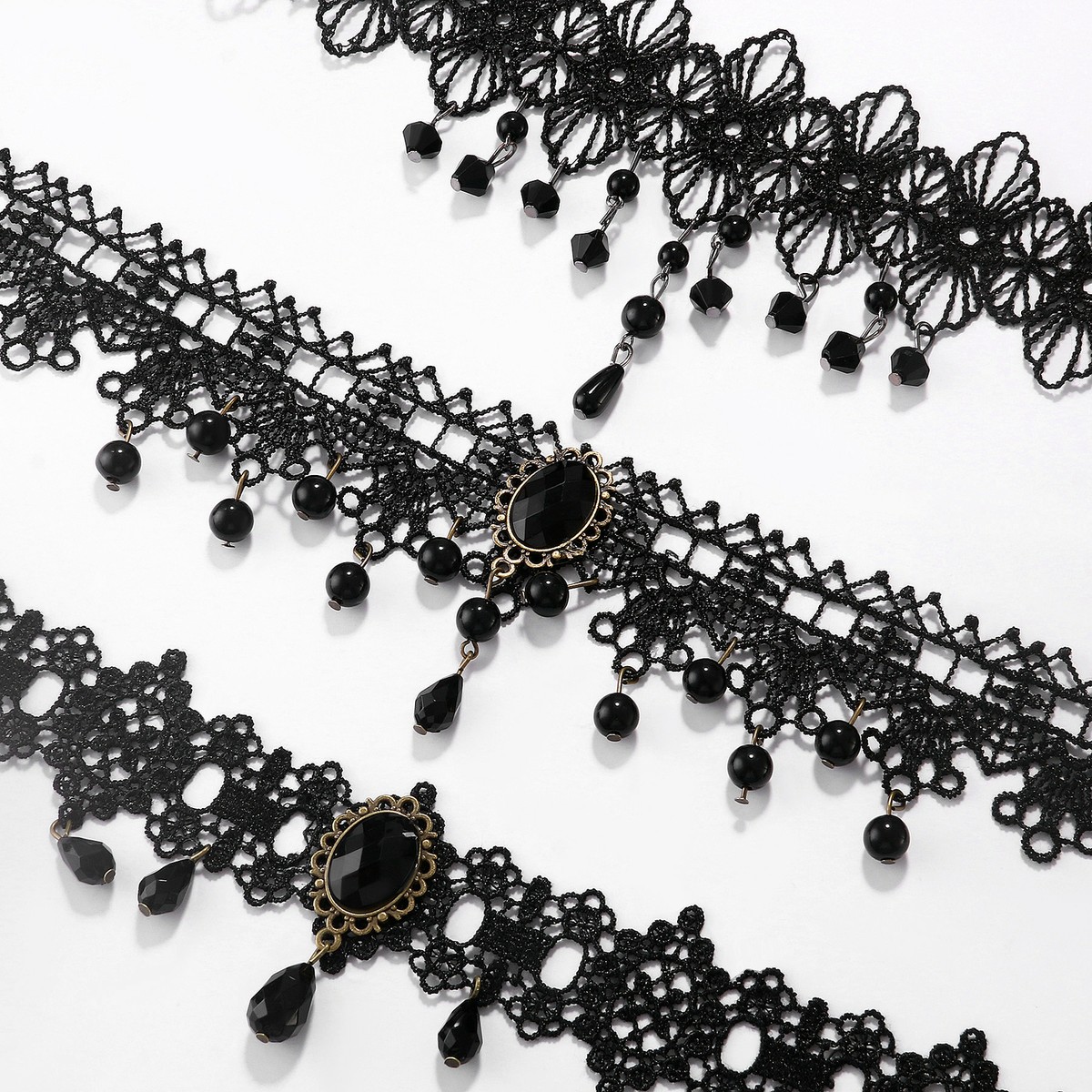 Collier Ras-du-cou Gothique Vintage Victorien – Dentelle Noire Et Métal, Pour Femme, Fantaisie, Neuf Avec Emballage