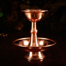 1PC Tibetan Buddhist Offering Water Bowl Divine Focus Ritual Vessel Red Copper
