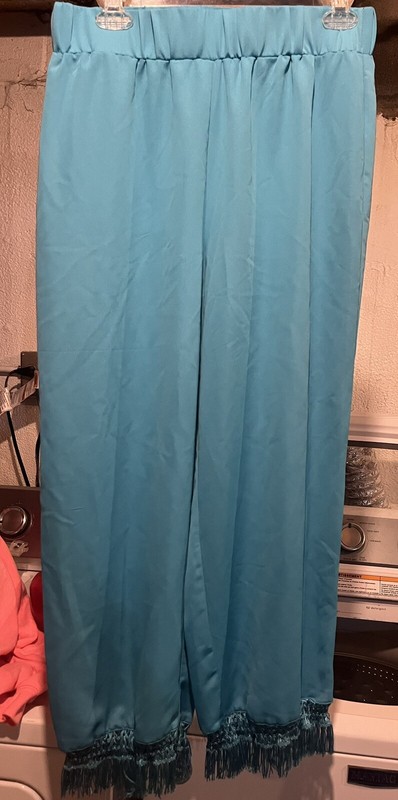 Just Fab Blue Fringe Bottom capri Womens L Pants