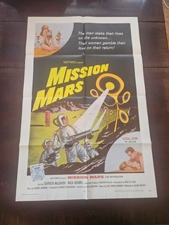 1968 MISSION MARS Original One Sheet Poster 27x41 SCI FI OUTER SPACE THRILLER