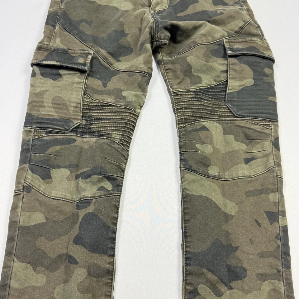 Pantalones de mezclilla True Religion Rocco para hombre 30 verdes camuflados relajados ajustados carga motociclista Foto 3 de 4