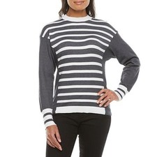 Liz Claiborne Crew Neck Long Sleeve Striped Sweater - Charcoal Heather - XXL 20 