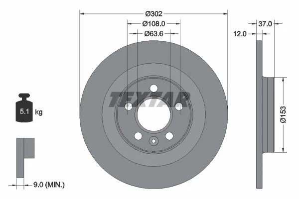 2x BRAKE DISC 92304703 FOR VOLVO ASIA B3154T2 1.5L 3cyl XC40B4204T18 2.0L 4cyl - Image 2 of 4
