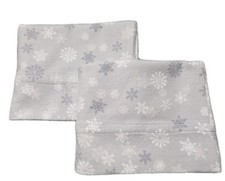 Set of 2 Lt Grey Flannel PillowCases W/ Snowflakes 20 X 30 Standard/queen