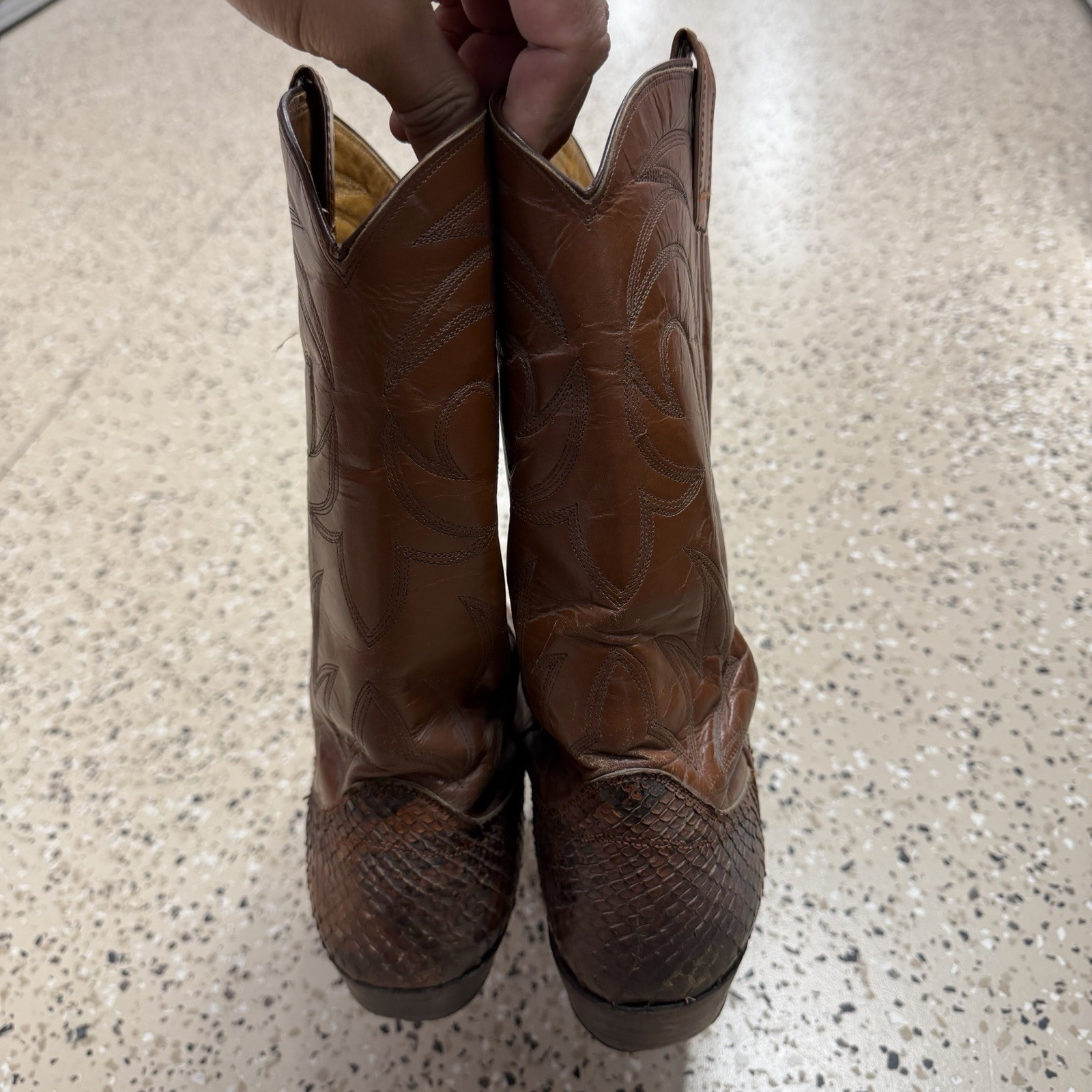 Vintage Nocona Brown Python Snakeskin Cowboy Boot… - image 11