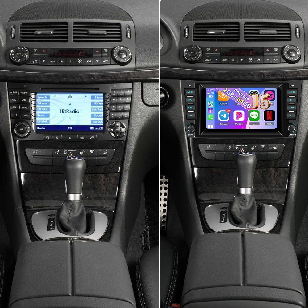 Radio de coche Android 15 64 GB Navi CarPlay para Mercedes BENZ CLASE CLS/E W211 W219