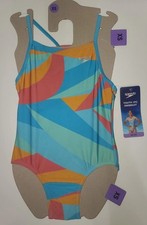 Speedo Youth 1pc Girl Swimsuit, Size XS 5/6 New with Tag. Multicolor. UPF 50