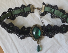 Collier Halskette    Strass  Modeschmuck grü...