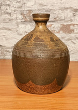 Vase artisanal vintage en grès - De l'artiste français Gérard LAURO - 18 cm