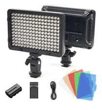  PT-176S on Camera Video Light, Dimmable LED Light Panel with 2200mAh 11W