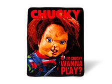 Child's Play Chucky "Wanna Play" Fleece Throw Blanket 50 x 60 Inches