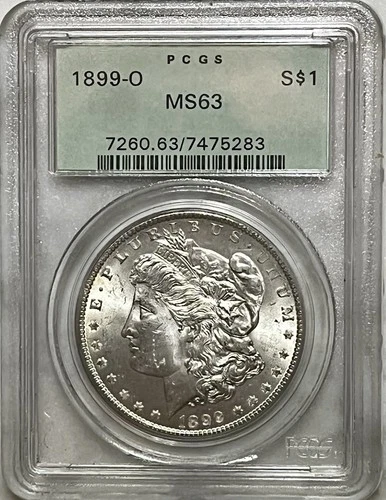 1899-O MORGAN SILVER DOLLAR~PCGS MS 63 ~BEAUTIFUL COIN~ OLD GREEN HOLDER