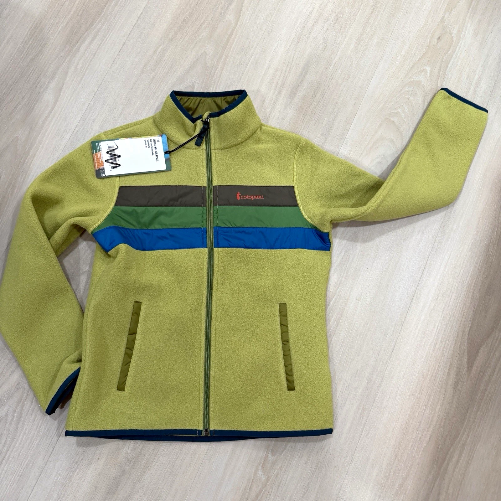 Cotopaxi Men's Full Zip Fleece Jacket, Green/Blue Striped, Size M image 1