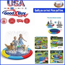 78-Inch Outdoor Kids and Dog Splash Pad Non-Slip Water Toy Summer Fountain Po...