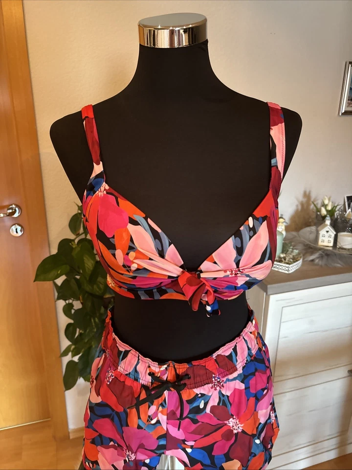 Wunderschönes Bikini-Set 3-teilig Bunt Gr 38 Oberteil 42 Wie Neu - Bild 2 von 4