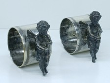 Antique Pair Of Napkin Rings With Cherub Angel Design WMF Germany