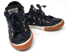 Converse Chuck Taylor All Star Leather Ox Sneakers 661868C Black White Jr US 1
