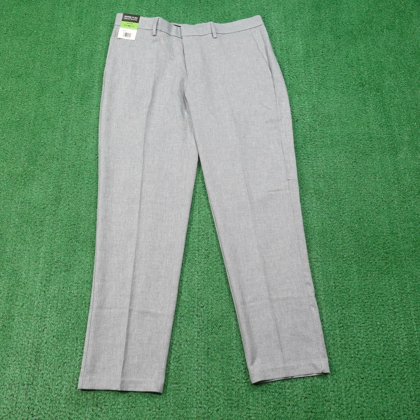 New! Haggar Dress Pants Mens 34x30 Gray Super Flex Comfort Waistband Repreve