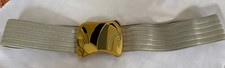 Vintage Signed Charmant Statement Belt Buckle Stretch Sage Colored Belt 1980s