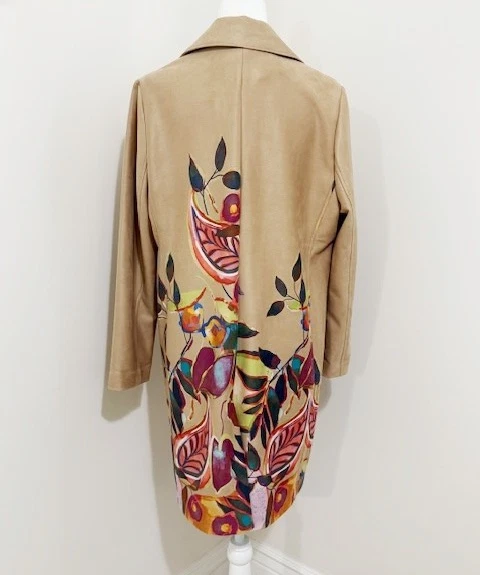 Chico's Harvest Print Faux Suede Topper Floral Boho Long Jacket Size 2 (L) NWT - Image 4 of 4
