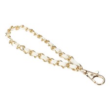 7" Chain Wristlet Strap Leather Chain Wrist Strap with Buckles Gold-White