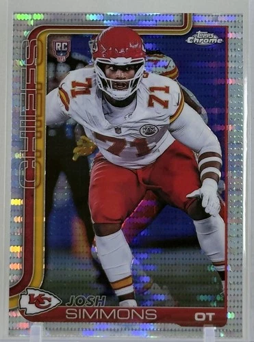 Josh Simmons 2025 Topps Chrome #304 Rookie Card (RC) Pulsar Refractor Chiefs NFL