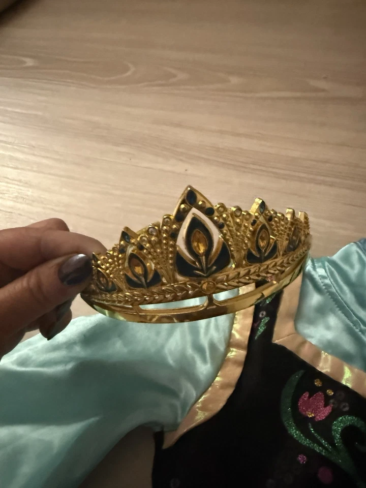 Auténtico Vestido Disfraz Princesa Anna Disney Talla 4 Con Corona Foto 3 de 4