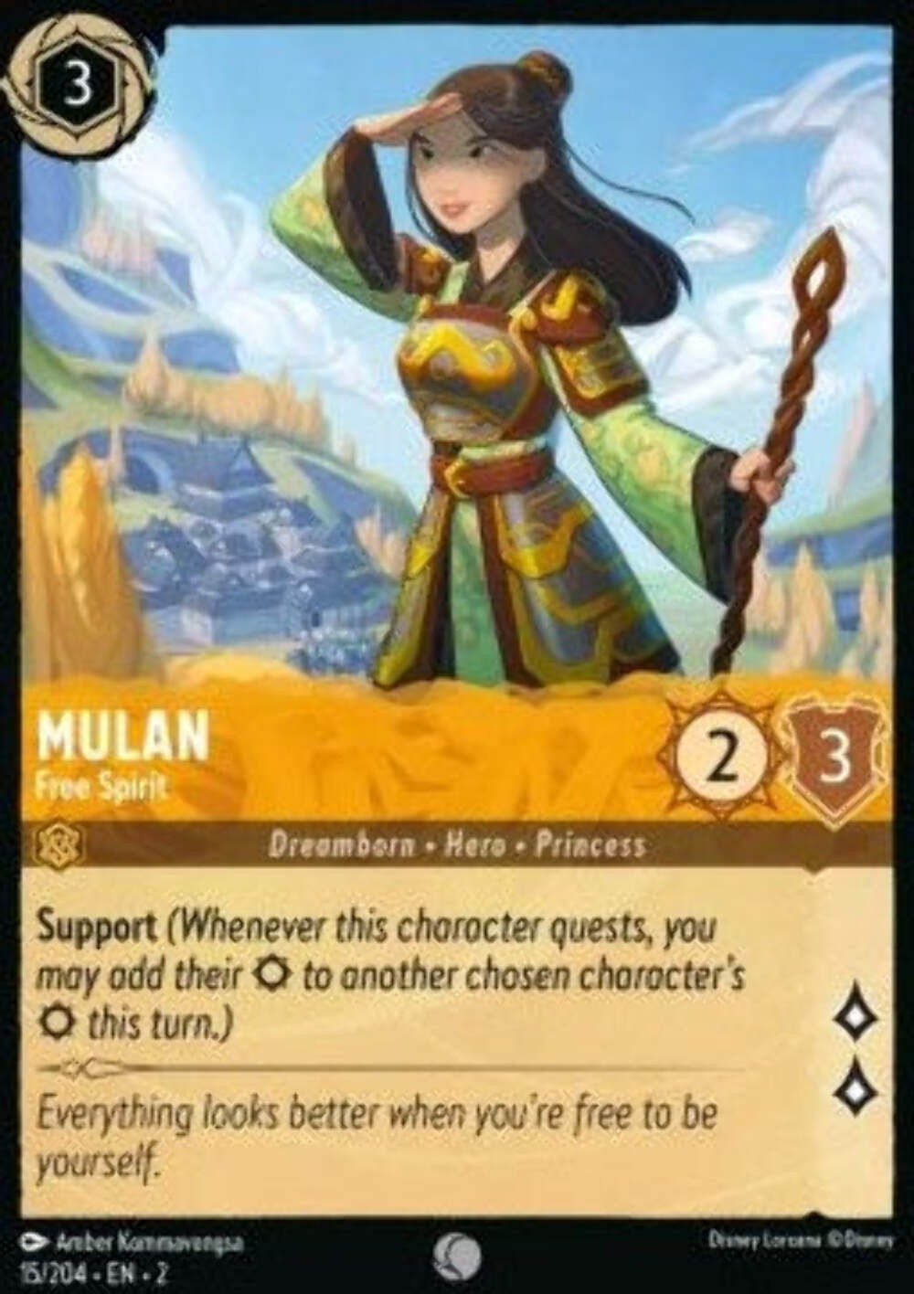 Mulan - Free Spirit #208/204 Lorcana Floodborn – PSA 10 Gem Mint Graded