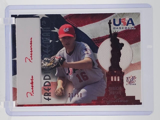 Freddie Freeman 2007 Usa Junior Jersey & Signature Red Auto Patch /50 Q1300
