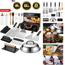 Griddle Accessories Set with Spatulas Scraper Basting Cover for Outdoor BBQ