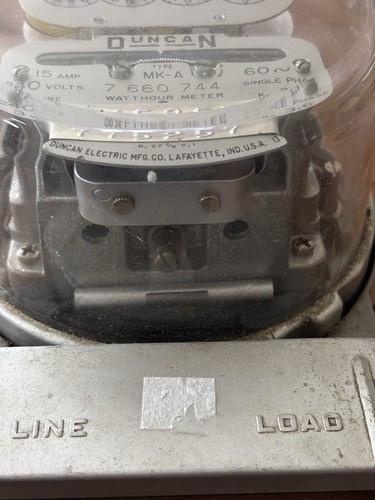 Duncan Electric Watt Hour Meter 15 Amp 240 Volts 3 Wire 7-660-744 Untested - Picture 4 of 9