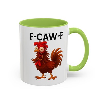 Funny Rooster Chicken F-CAW-F Coffee Mug 15oz Novelty Farm Humor Cup
