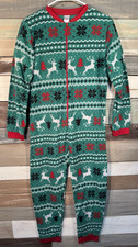 NORTH POLE TRADING CO KIDS Sleepwear Fleece One Piece Green Pajama Suit XL 16