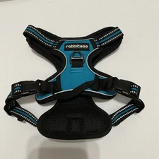 "RABBIT GOO" Expandable  Dog Harness Size Small Black With Teal Trim