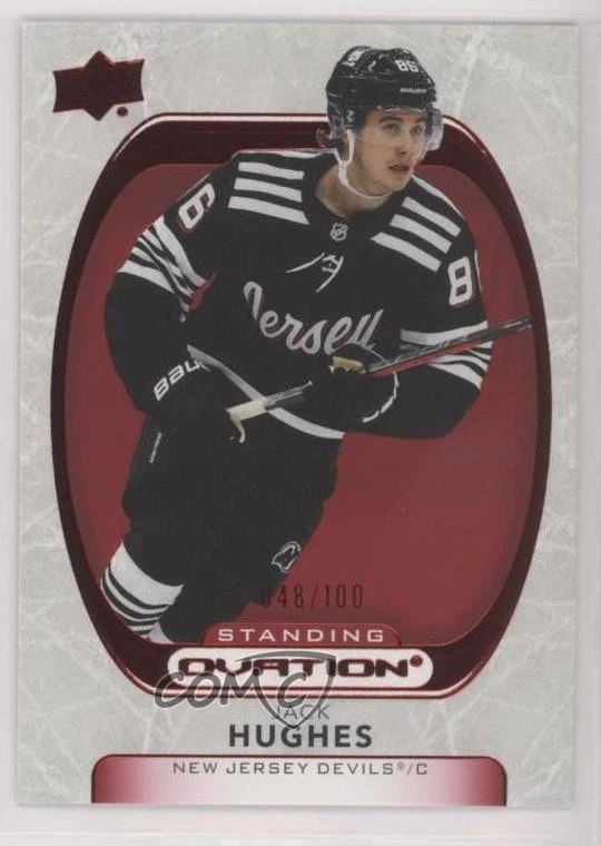 2021-22 Upper Deck Ovation Red Standing Ovation 48/100 Jack Hughes #99