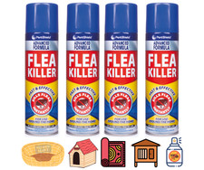 4 x Flea Killer Spray for Home Dog Bed Pet Kennel Carpet Tick Protection 200ml