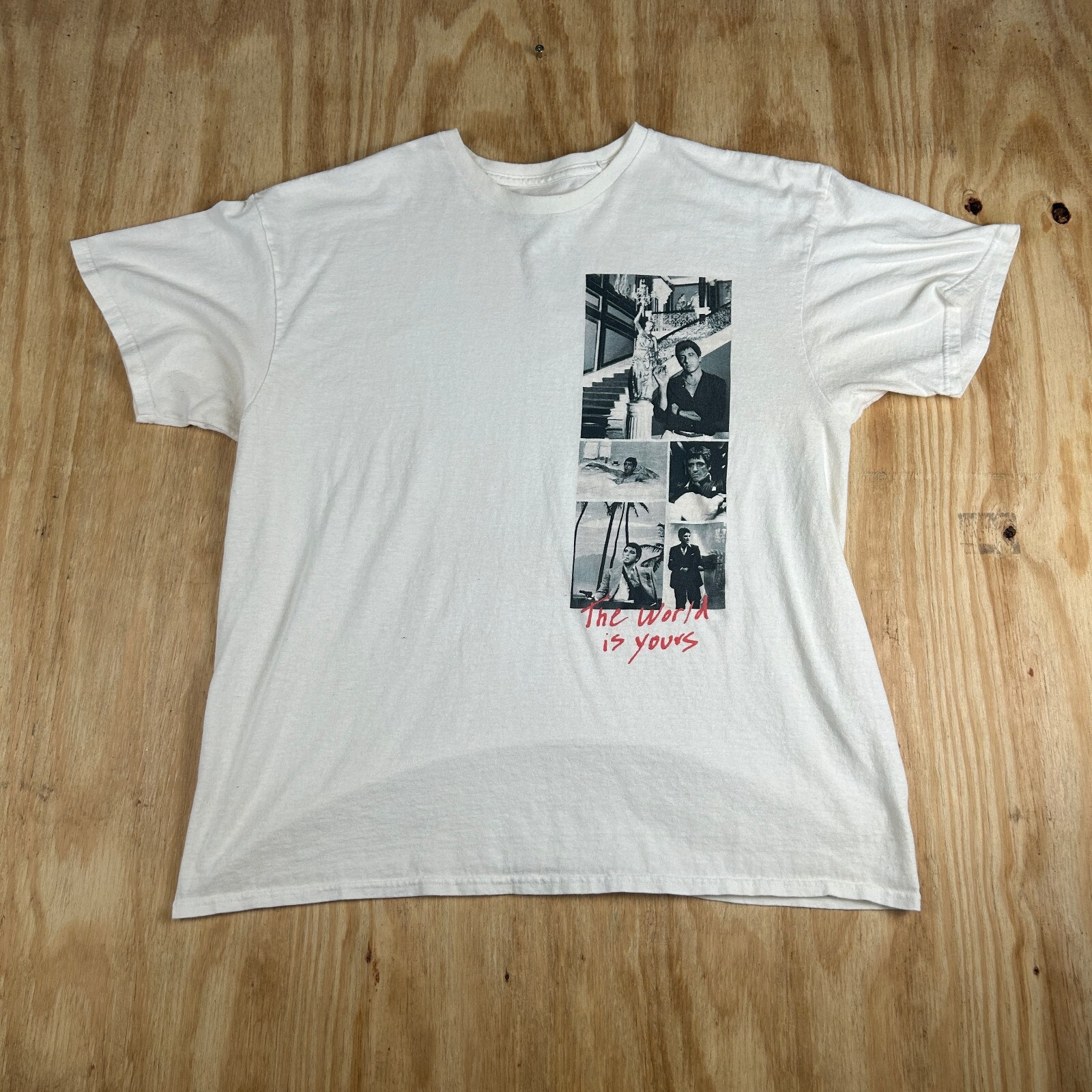 Vintage Scarface Tony Montana Al Pacino T-shirt Short Sleeve White Size XL 90s