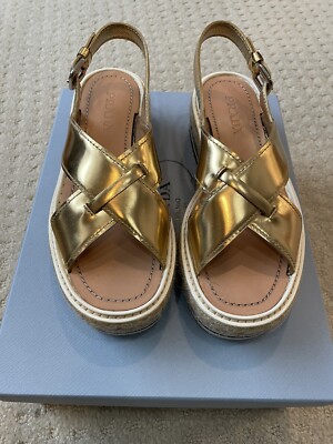 Prada Metallic Platform Sandal