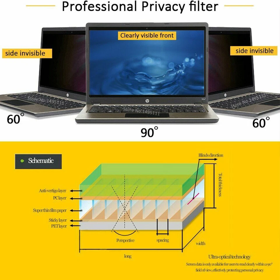 1x Privacy Screen Filter Anti-Glare Protect Film For 12" 13" 14" Laptop Computer - Image 4 of 4